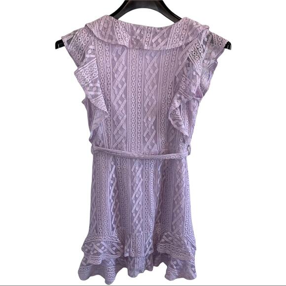 AQUA Bloomingdales Small Ruffle Lace Belted Mini Dress Women's - Picture 5 of 9